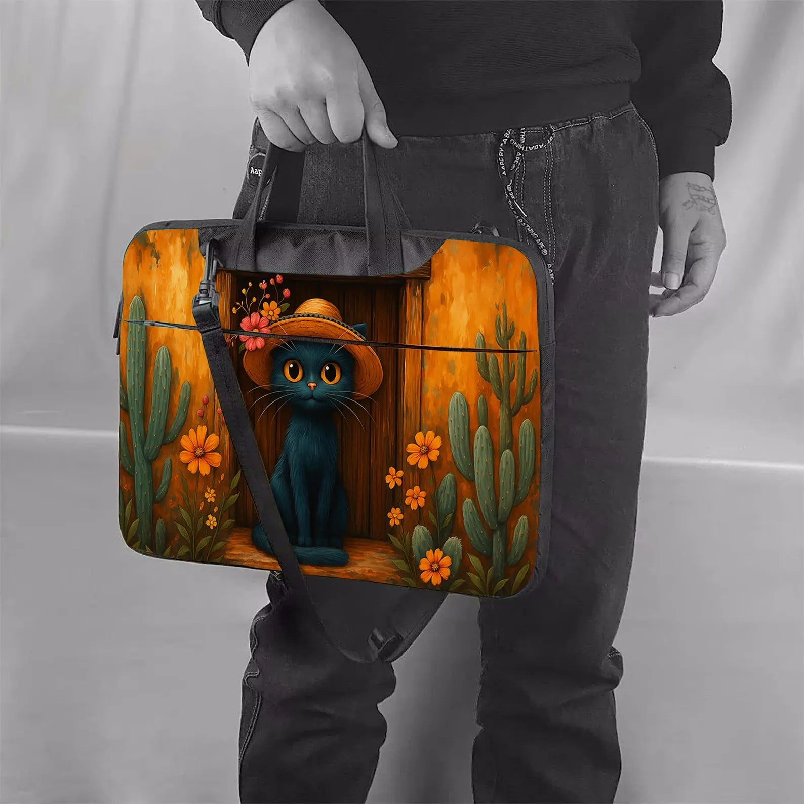Cute Black Cat Laptop Bag