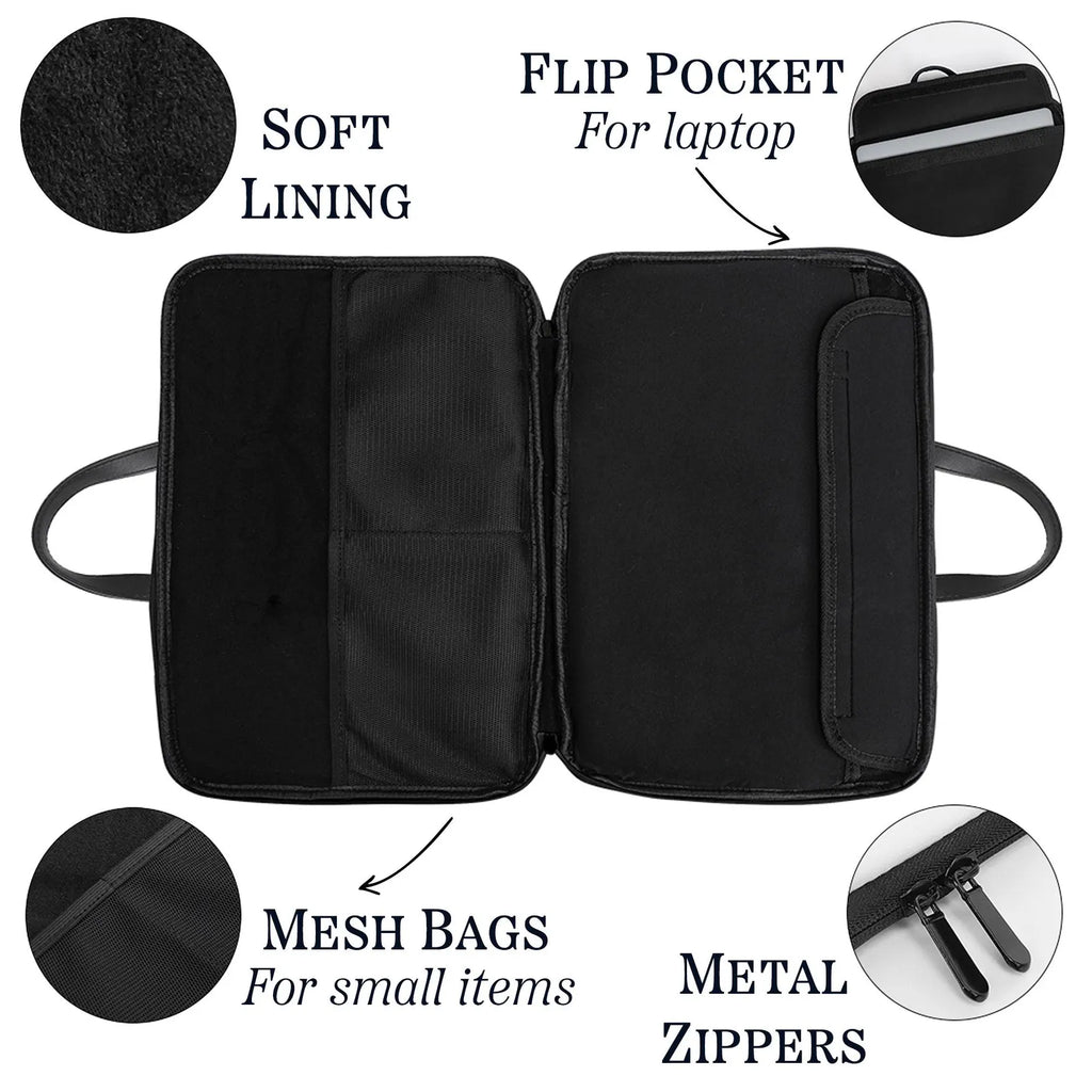 Ethnic abstract laptop sleeve with shoulder strap and handles