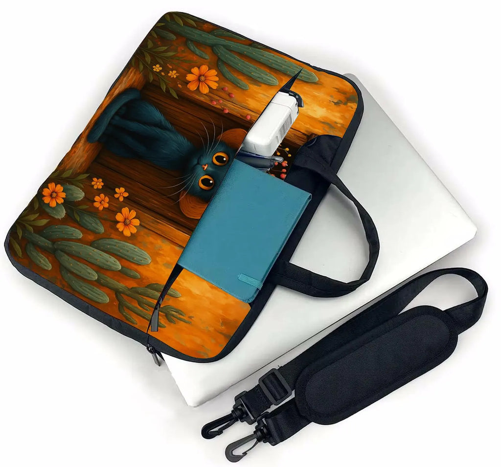 Cute Black Cat Laptop Bag